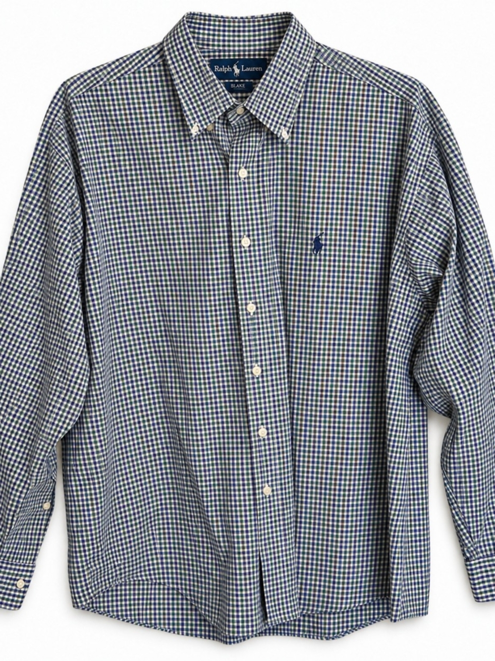 olo Ralph Lauren Blake Men’s XL Blue Gingham Check Button-Down Shirt